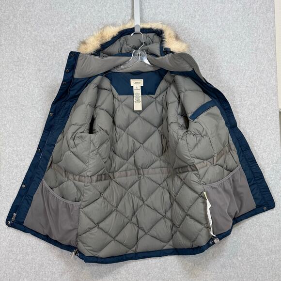 LL Bean Baxter State Parka Size XL Reg Goose Down Hooded Rugged Outdoor Blue - Picture 5 of 16